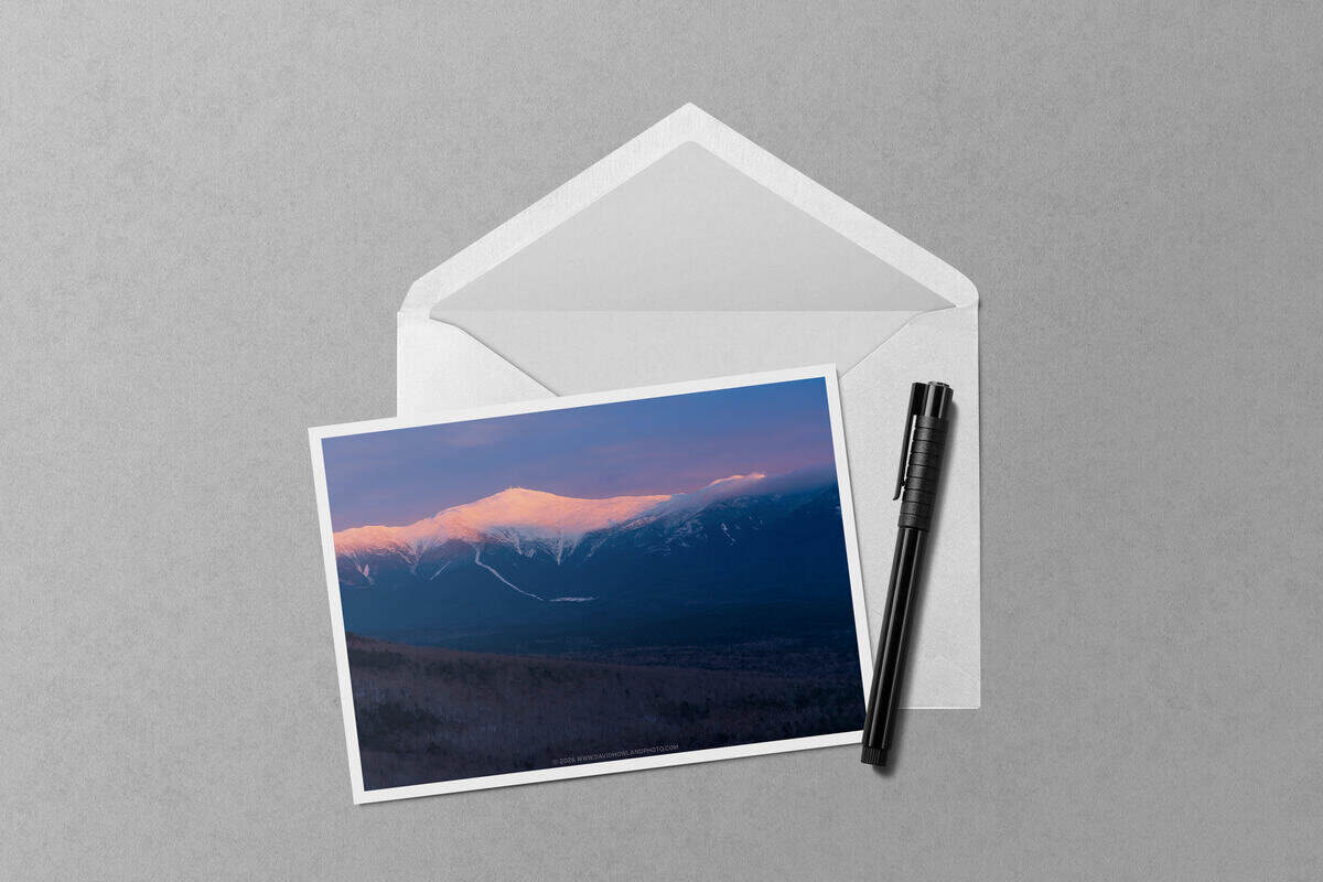 Alpenglow on Mount Washington notecard mockup