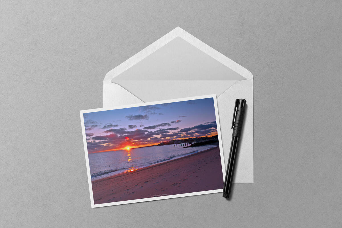 Bristol Beach Christmas Eve Sunset notecard mockup