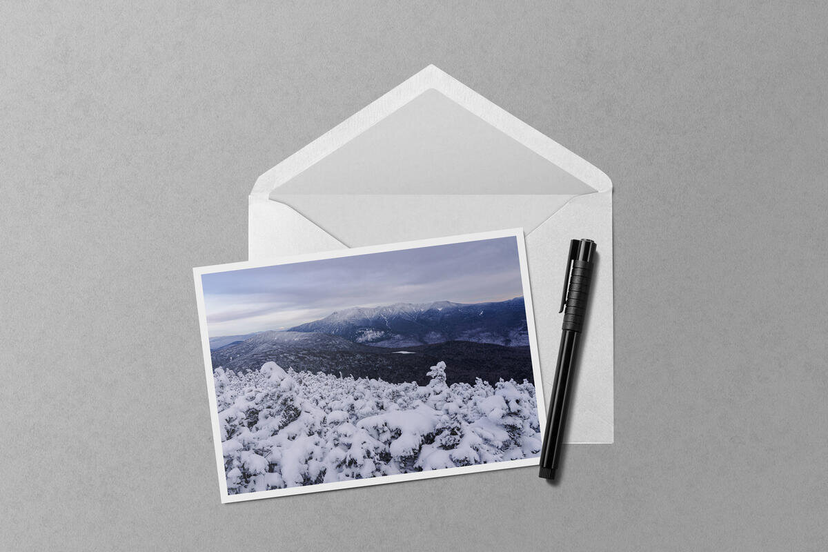 Early Winter in Franconia Notch notecard mockup