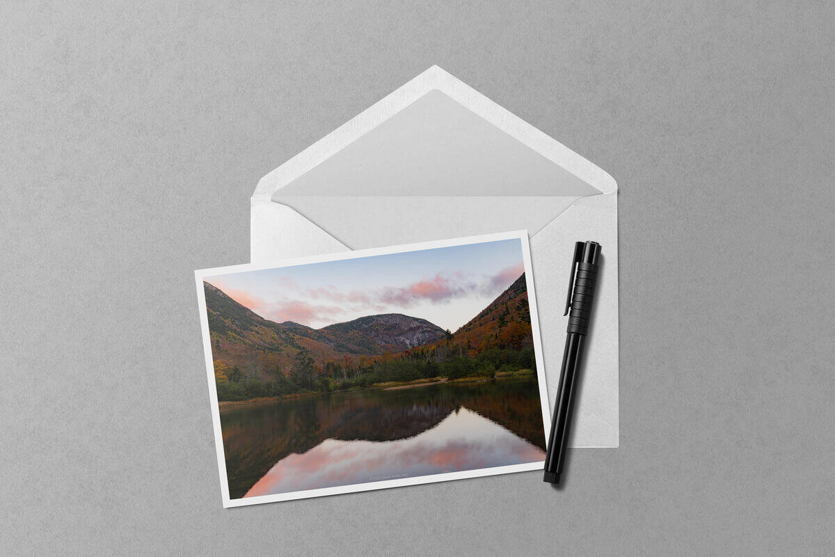 Fall Sunrise at Willey Pond notecard mockup