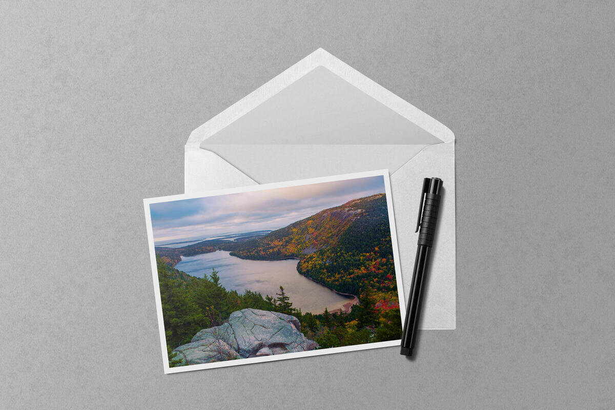 Jordan Pond Fall Foliage notecard mockup