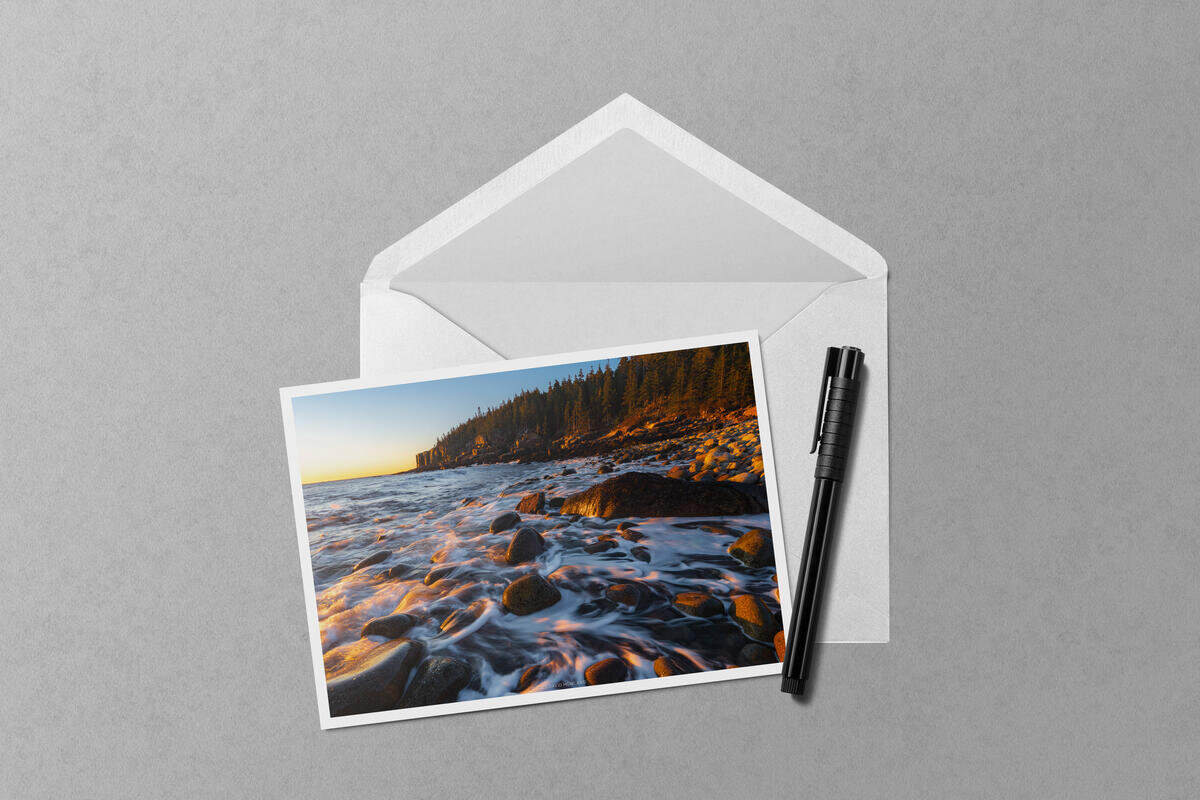 Otter Cliffs Dawn Waves notecard mockup