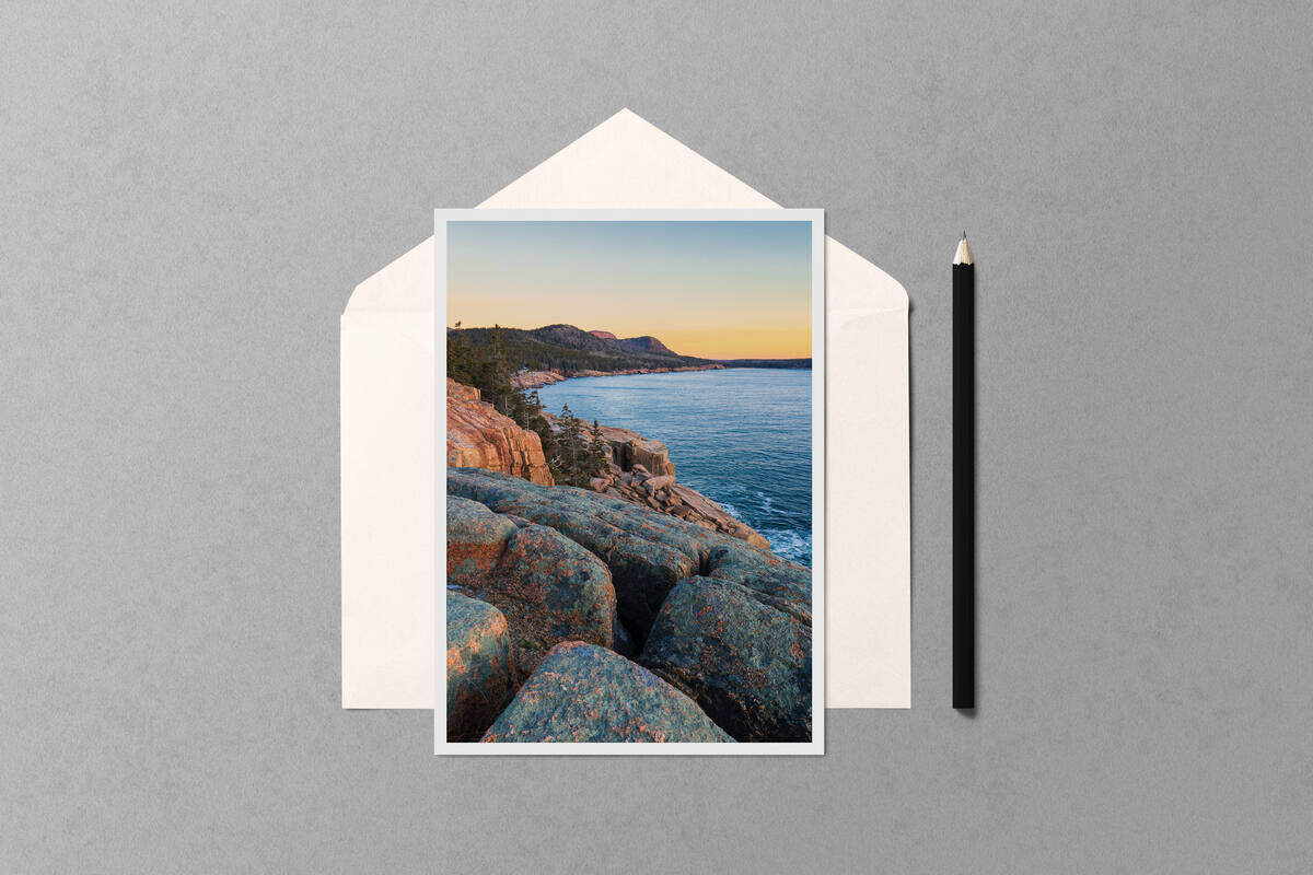 Otter Cliffs Ocean Drive Sunrise notecard mockup