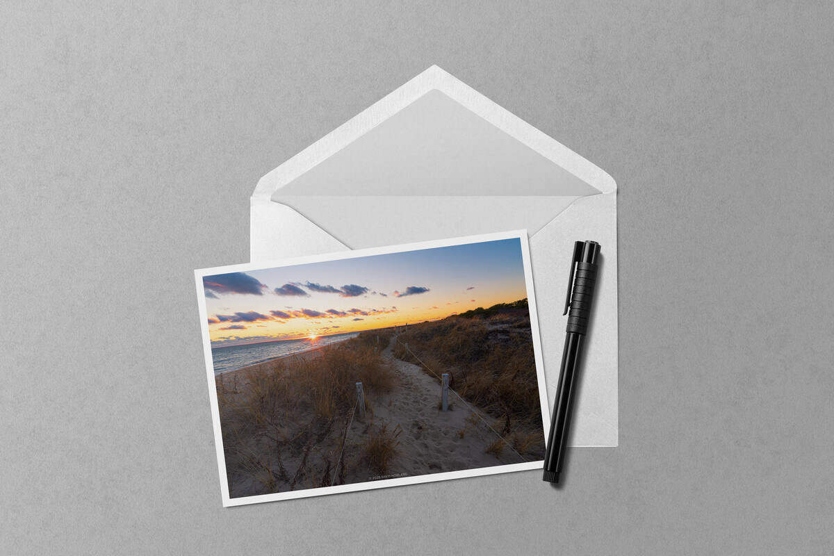 South Cape Beach Winter Sunset notecard mockup