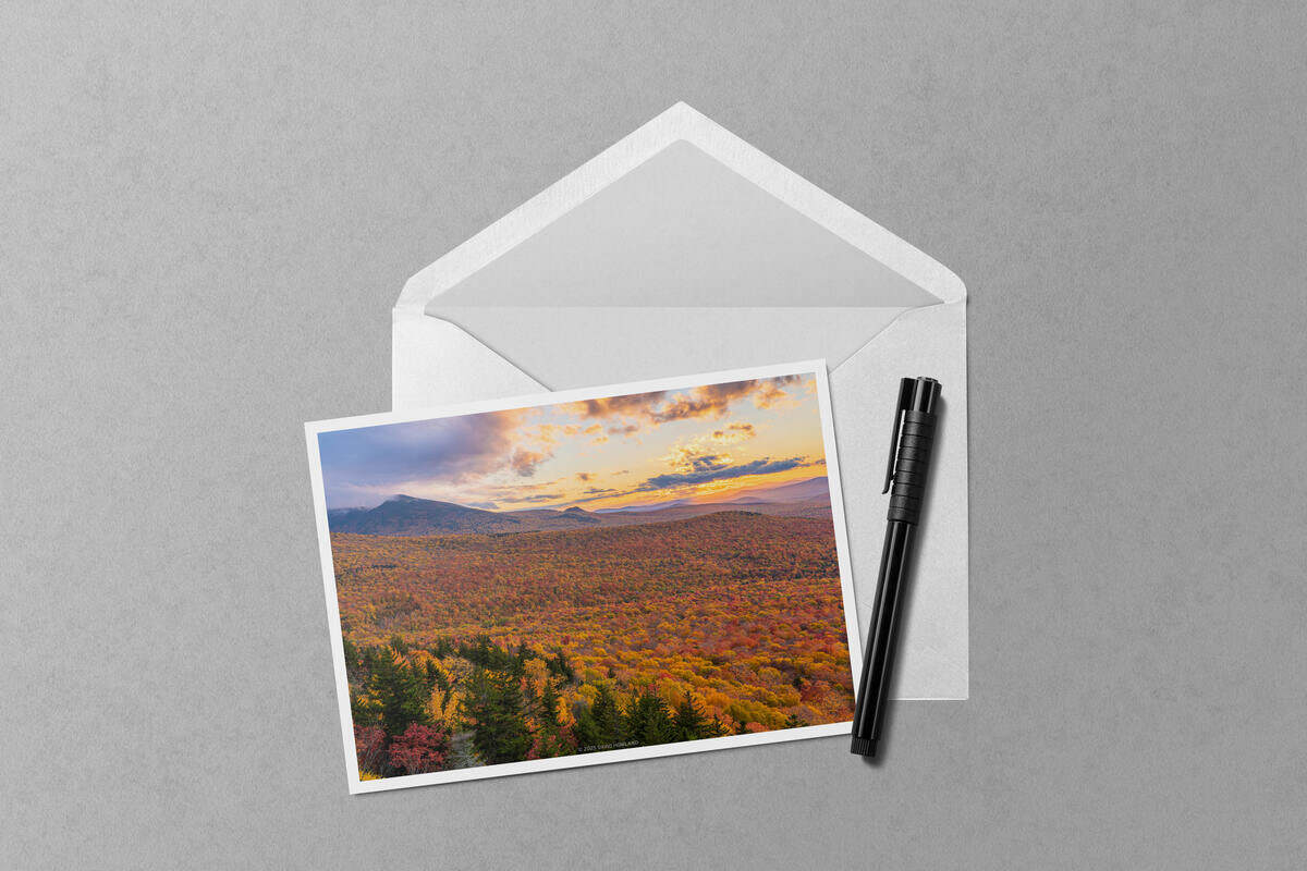 Sunset over White Mountains Fall Foliage notecard mockup