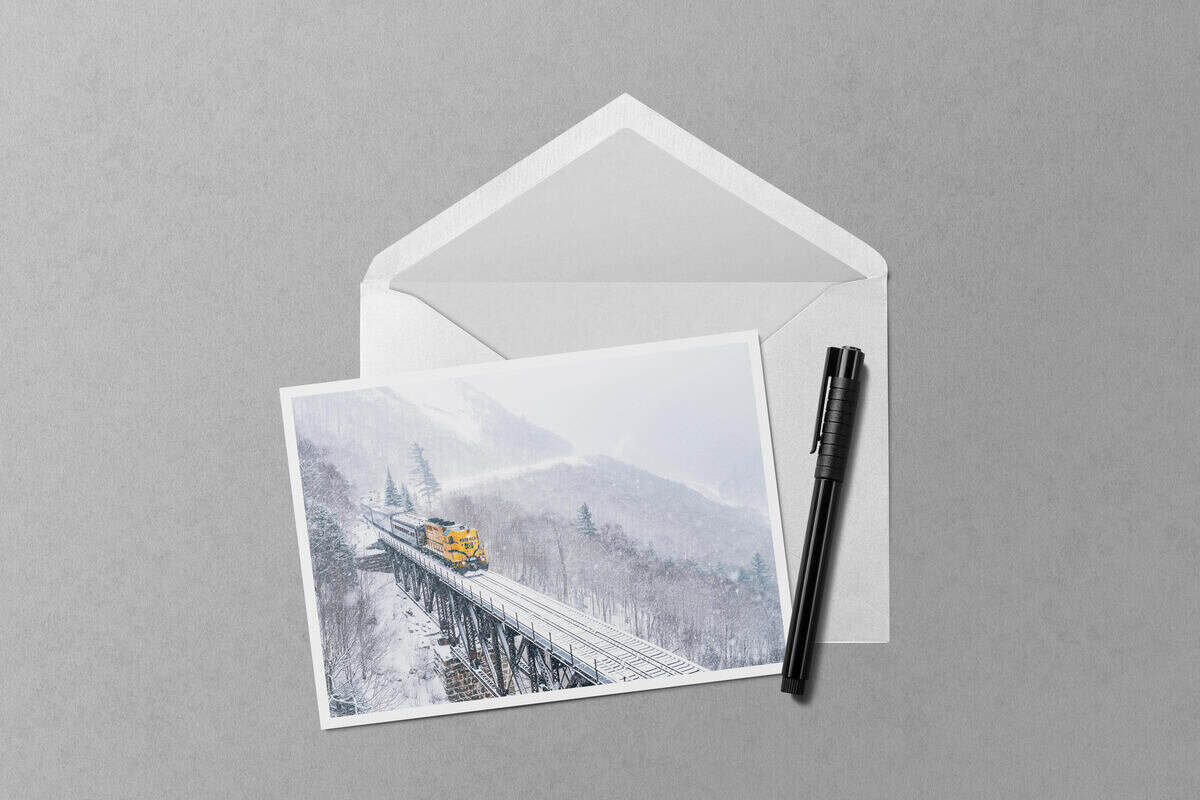 The Winter Mountaineer in Crawford Notch notecard mockup