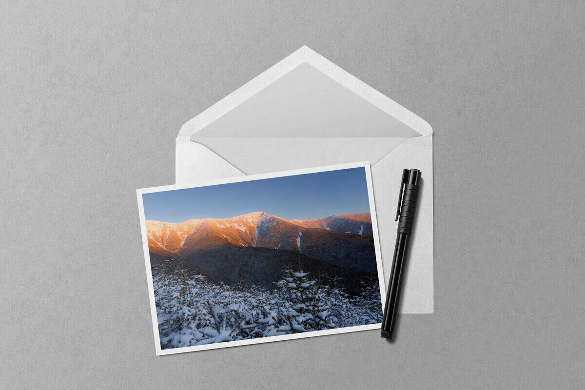 Winter Alpenglow on Mount Lincoln notecard mockup