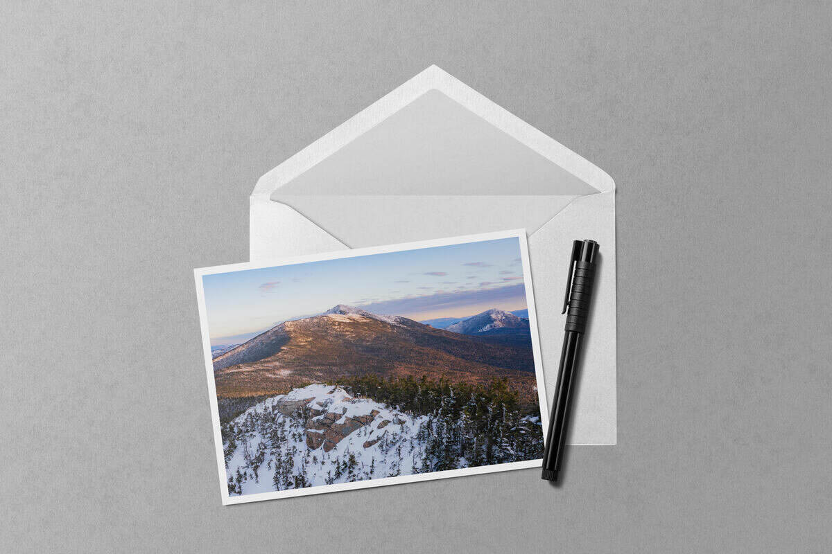 Winter Morning on Top of Franconia Ridge notecard mockup