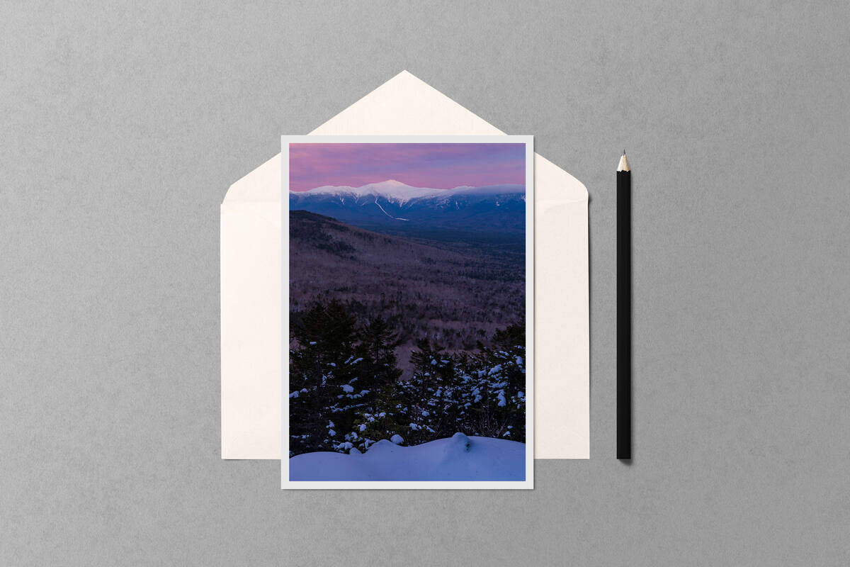 Winter Sunset on Mount Washington notecard mockup