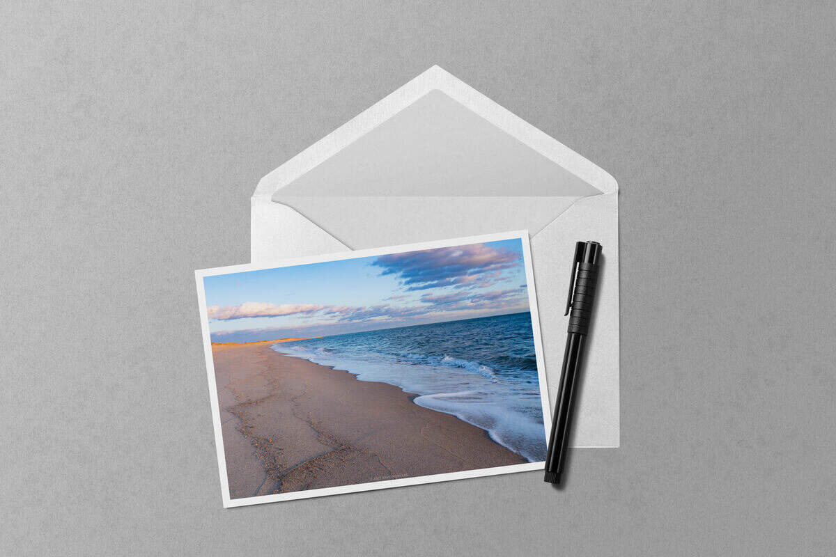 Winter Sunset Waves at South Cape Beach notecard mockup